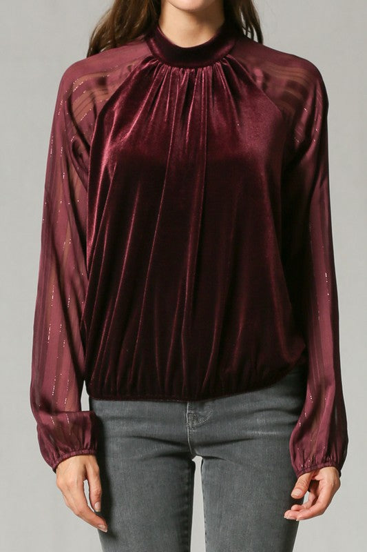 Velvet Crew Neck Blouse
