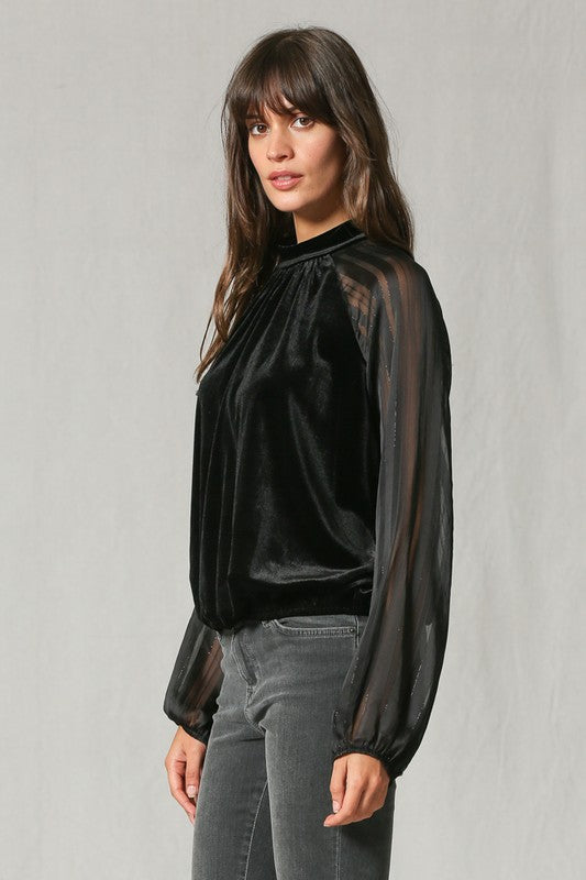 Velvet Crew Neck Blouse