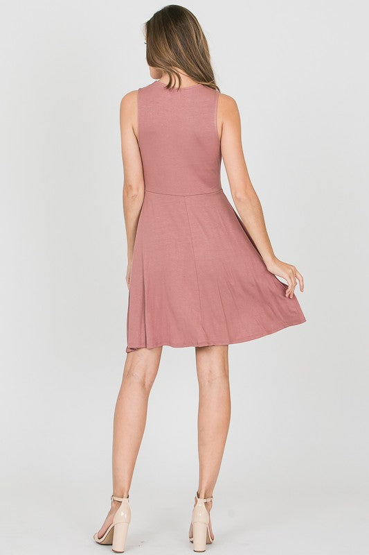 Plunged Neck Mini Dress