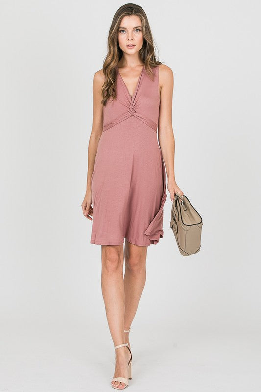 Plunged Neck Mini Dress