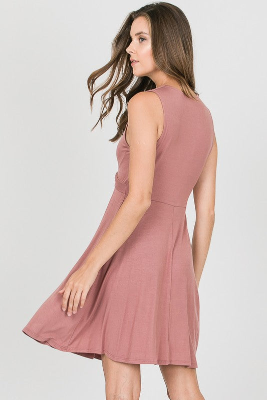 Plunged Neck Mini Dress