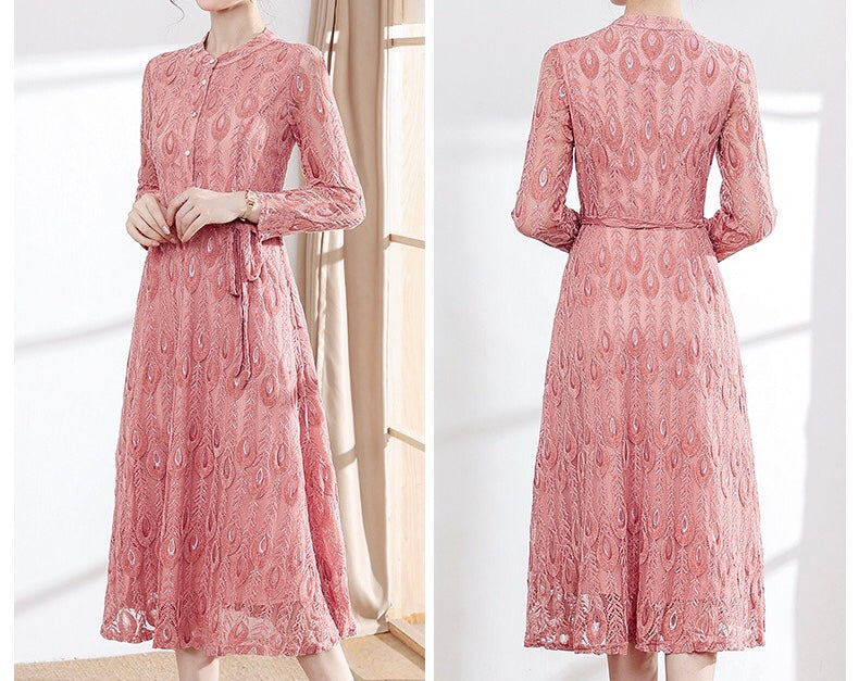 Peacock Feather Lace Dress