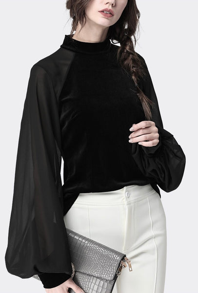 Sheer Lace Bell Sleeve Blouse - Dress Album Sheer Lace Bell Sleeve Blouse - Dress Album
