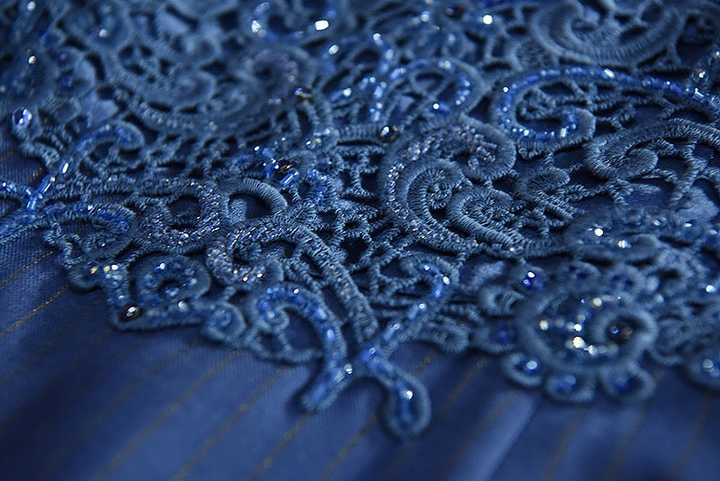 Stripe Sheath Dress W/ Lace