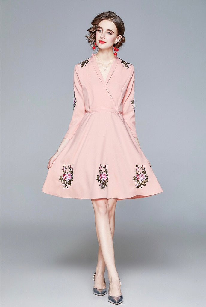 Floral Embroidered Midi Dress