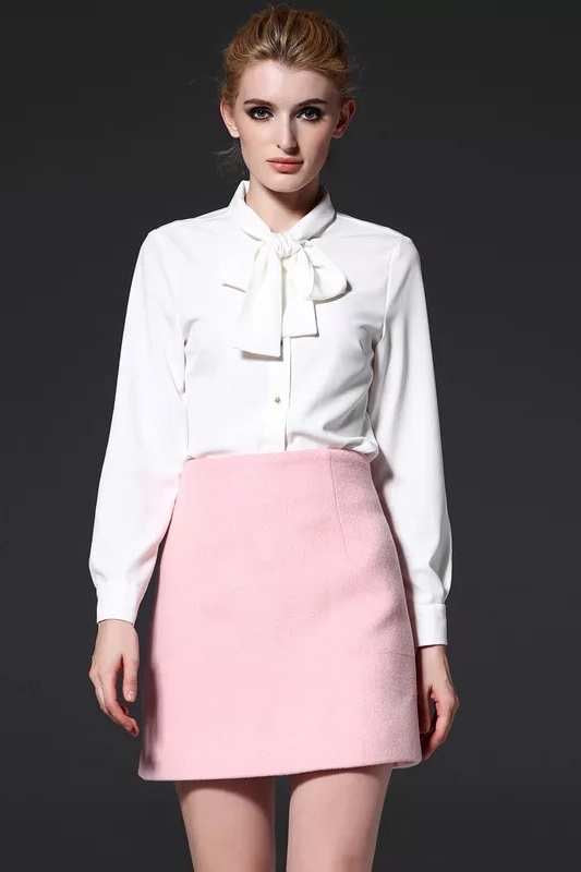 White Chiffon Blouse W/ Tie