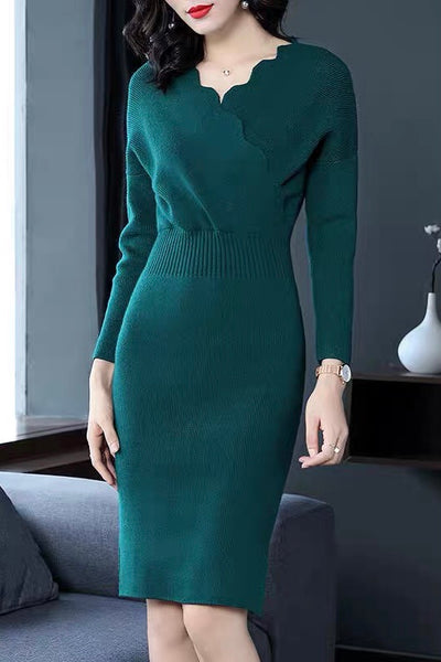 Sweater Dress W/ Beads Detail - Dress Album