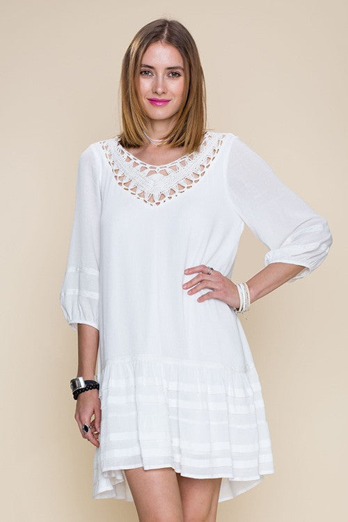 Tiered Bottom Hem Crochet Dress L / Ivory Tiered Bottom Hem Crochet Dress L / Ivory