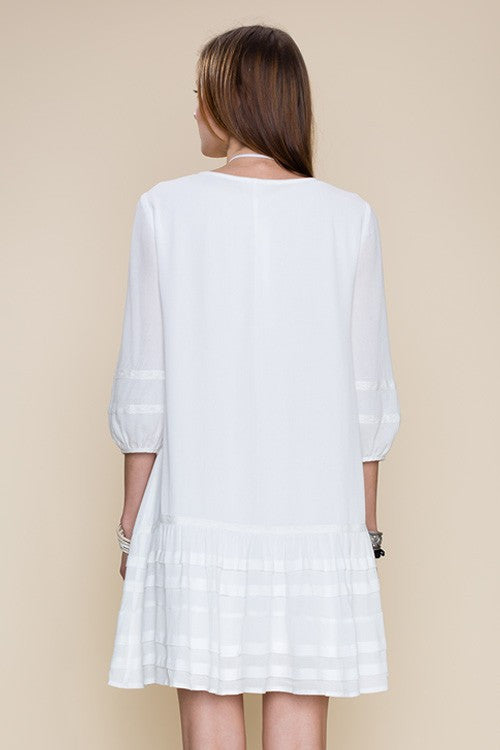 Tiered Bottom Hem Crochet Dress - Dress Album