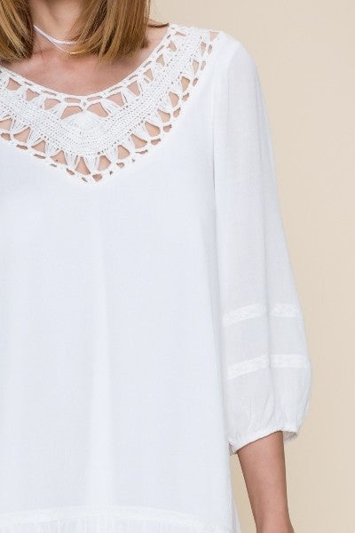 Tiered Bottom Hem Crochet Dress - Dress Album