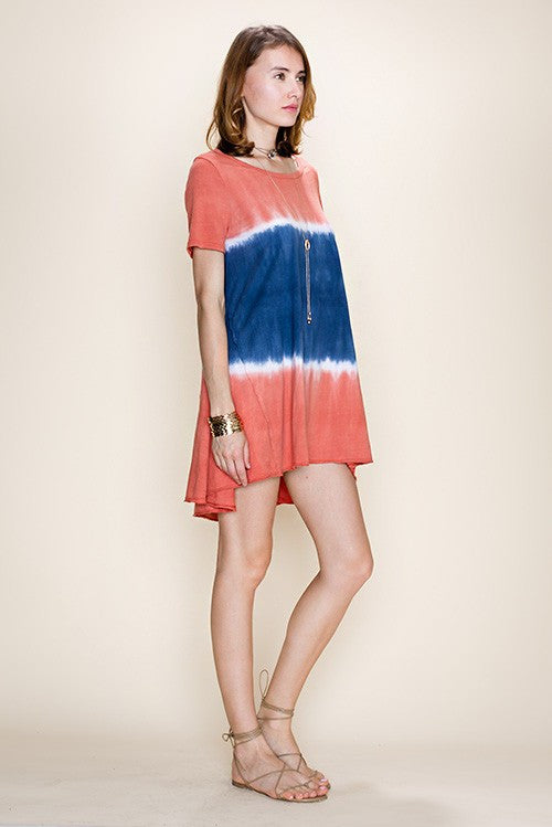 Color Block Garment Dye Tunic - Dress Album