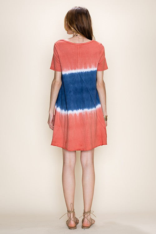 Color Block Garment Dye Tunic - Dress Album