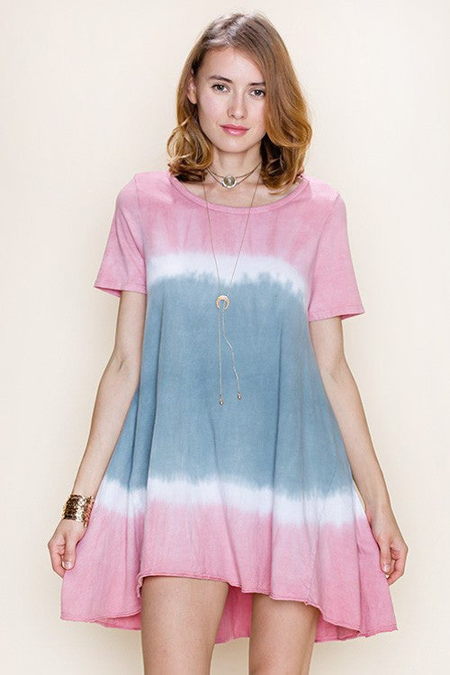 Color Block Garment Dye Tunic - Dress Album