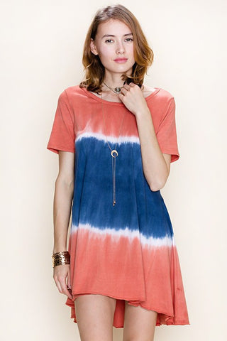 Color Block Garment Dye Tunic - Dress Album