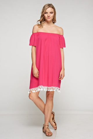 Off Shoulder Crochet Detail Dress - Dress Album