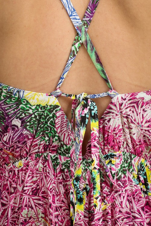 Floral Maxi Dress W/ Crochet Waist