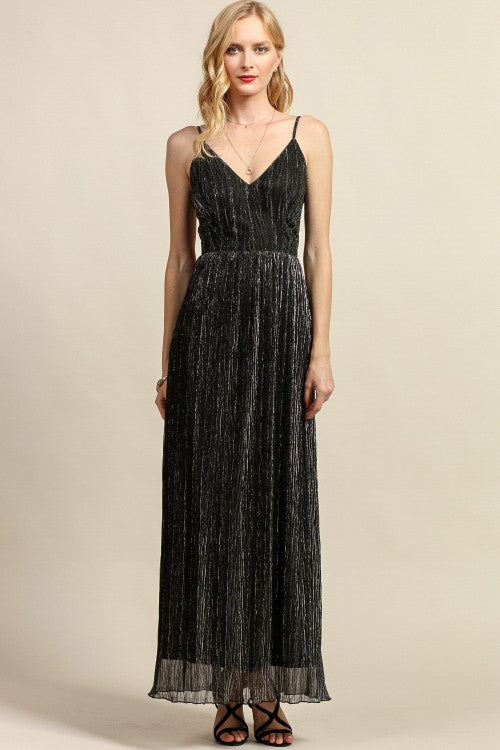 V Neck Silver Detail Maxi Dress