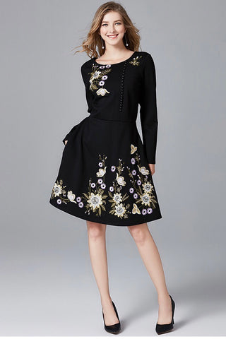 Floral Embroidered Midi Dress
