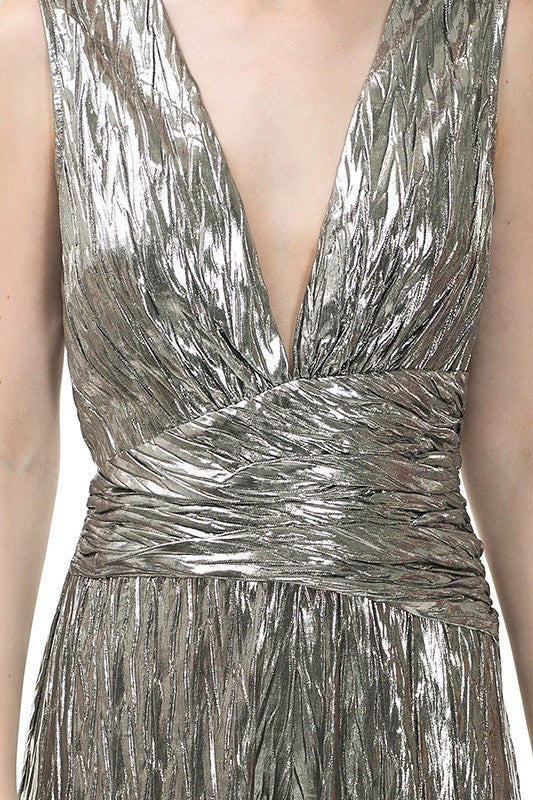 Deep V Ruched Jumpsuit - Dress Album