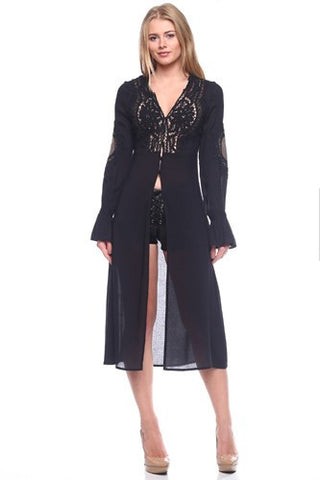 Woven Lace Detail Cardigan