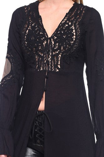 Woven Lace Detail Cardigan