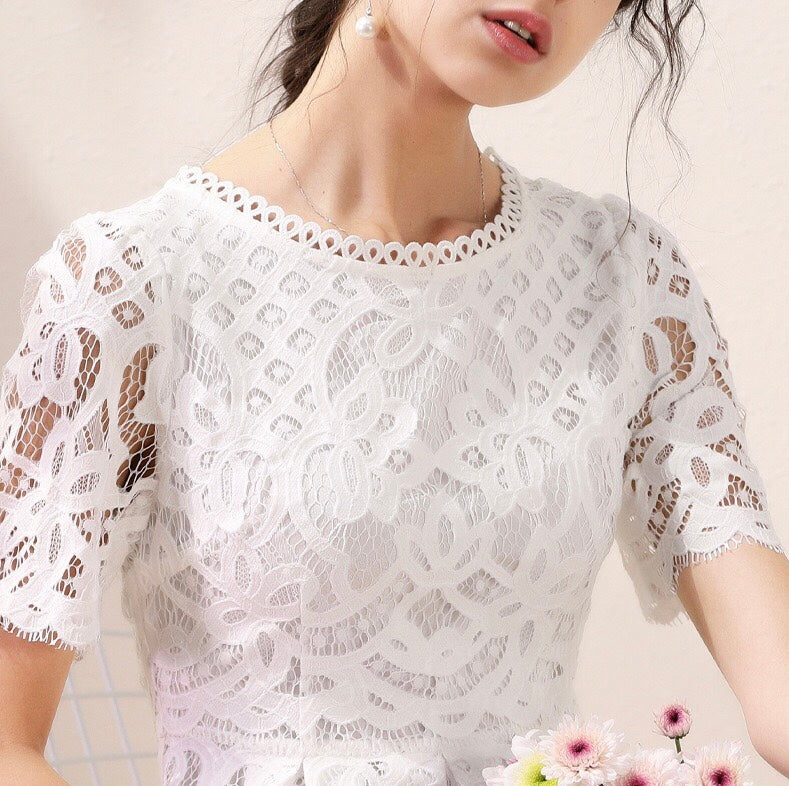 White All-Over Lace Fit and Flare Dress Free Shipping - Dress Album White All-Over Lace Fit and Flare Dress Free Shipping - Dress Album