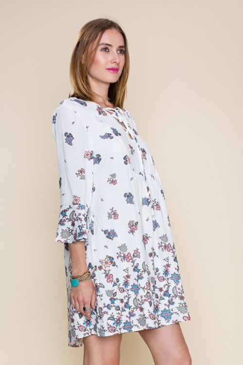 Floral Print Strappy Design Dress - Dress Album