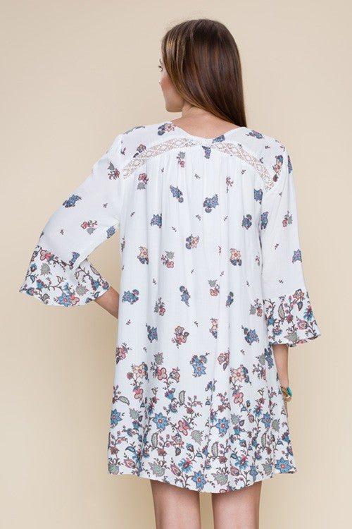 Floral Print Strappy Design Dress - Dress Album