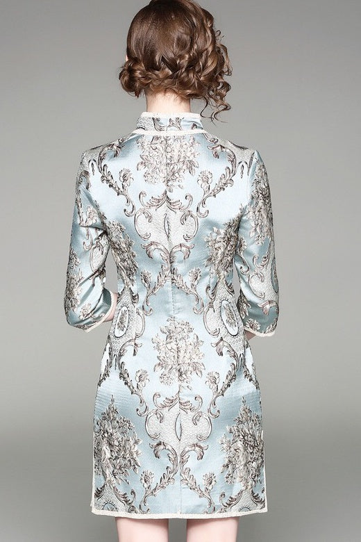 Jacquard Flower Qipao Dress