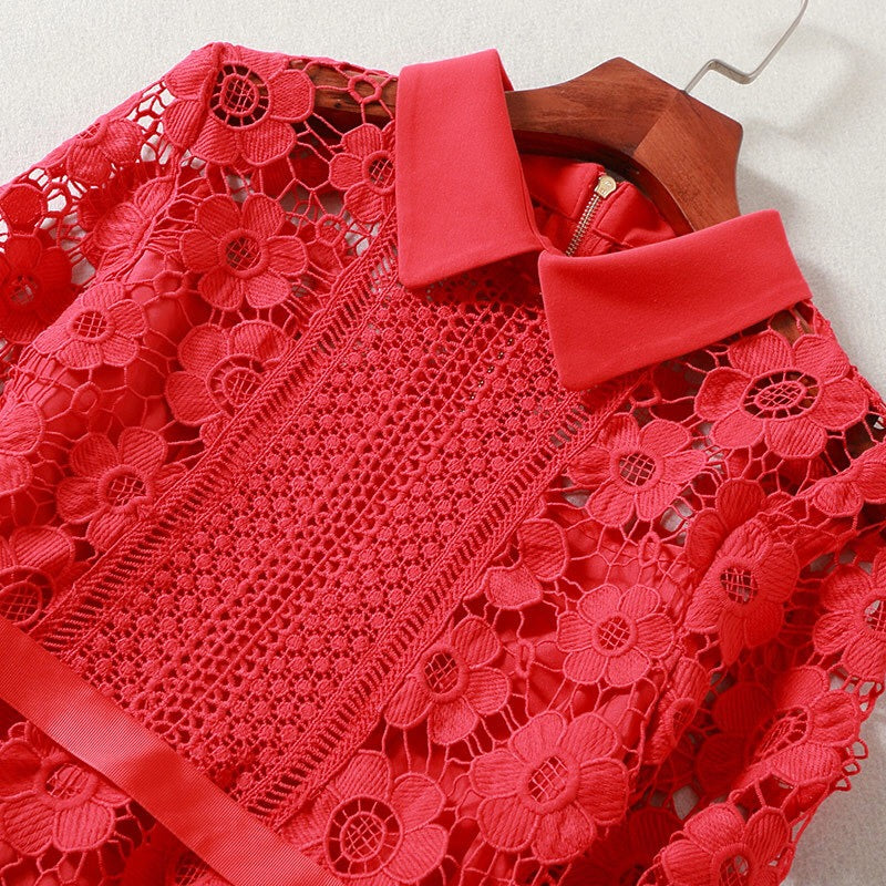 Red All Over Lace Dress