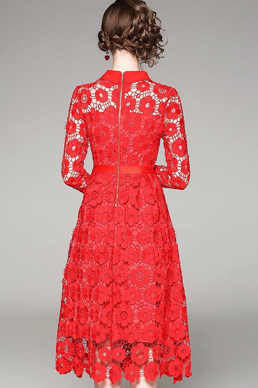 Red All Over Lace Dress