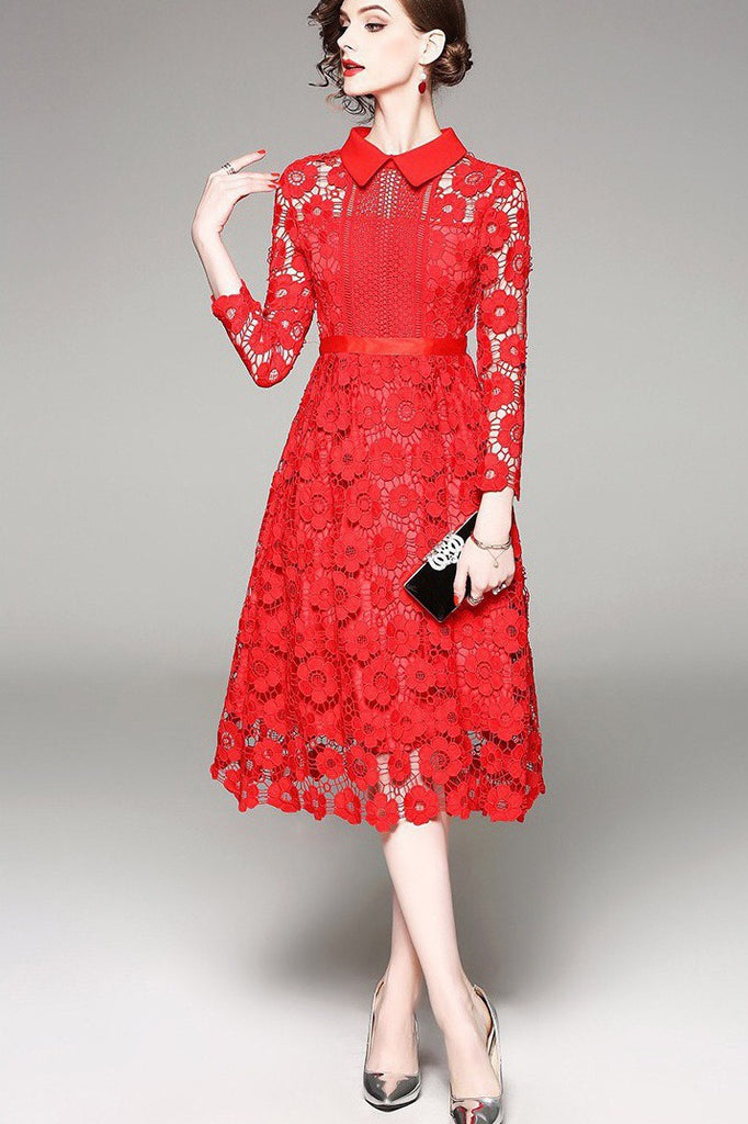 Red All Over Lace Dress