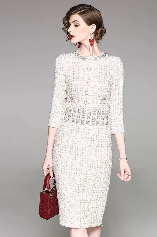 Gold Thread Sheath Dress