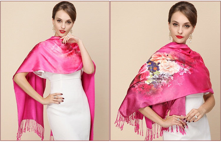 Silk Two Layer Large Scarf