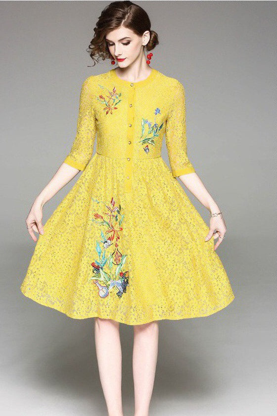 Floral Embroidered Lace Dress