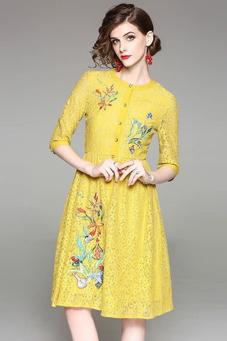 Floral Embroidered Lace Dress