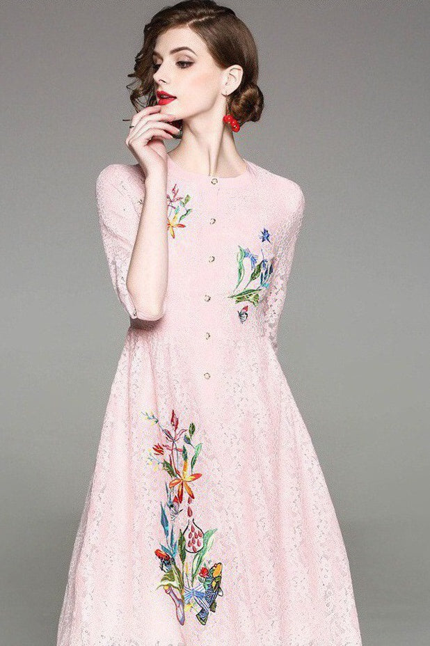 Floral Embroidered Lace Dress