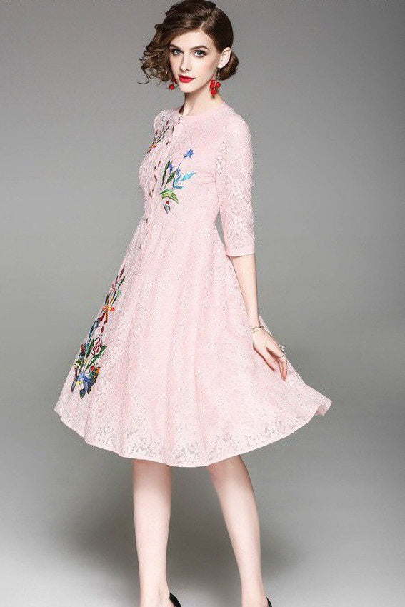 Floral Embroidered Lace Dress