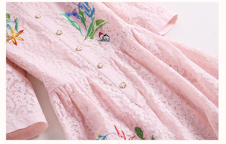 Floral Embroidered Lace Dress