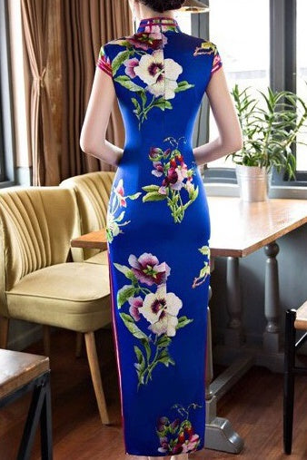 Floral Print Long Qipao Dress