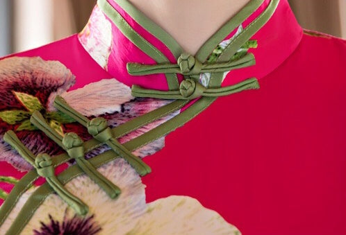 Floral Print Long Qipao Dress