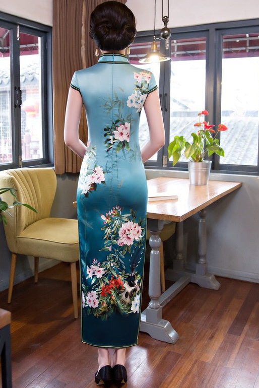 Floral Print Long Qipao Dress