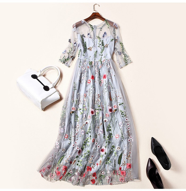 Floral Embroidered Maxi Dress