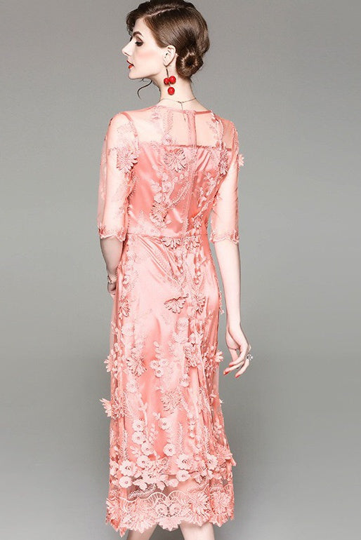 Lace Dress W/ Flower Detail