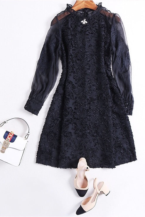 Jacquard Flower A-Line Dress