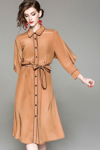 Classic Dress W/ Belt and Ruffle