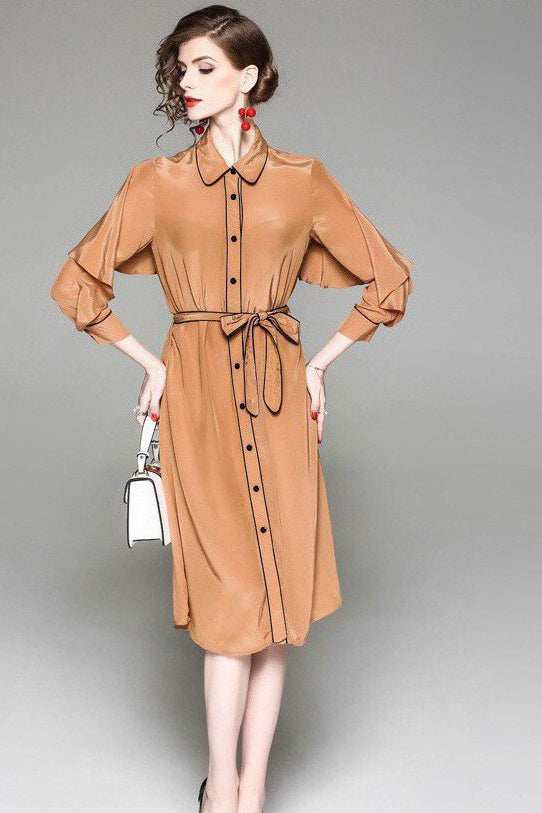 Classic Dress W/ Belt and Ruffle