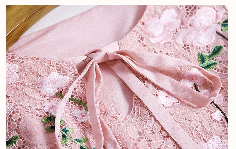 Embroidered Lace Fishtail Dress