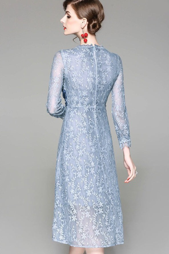 Lace Dress W/ Velvet Detail