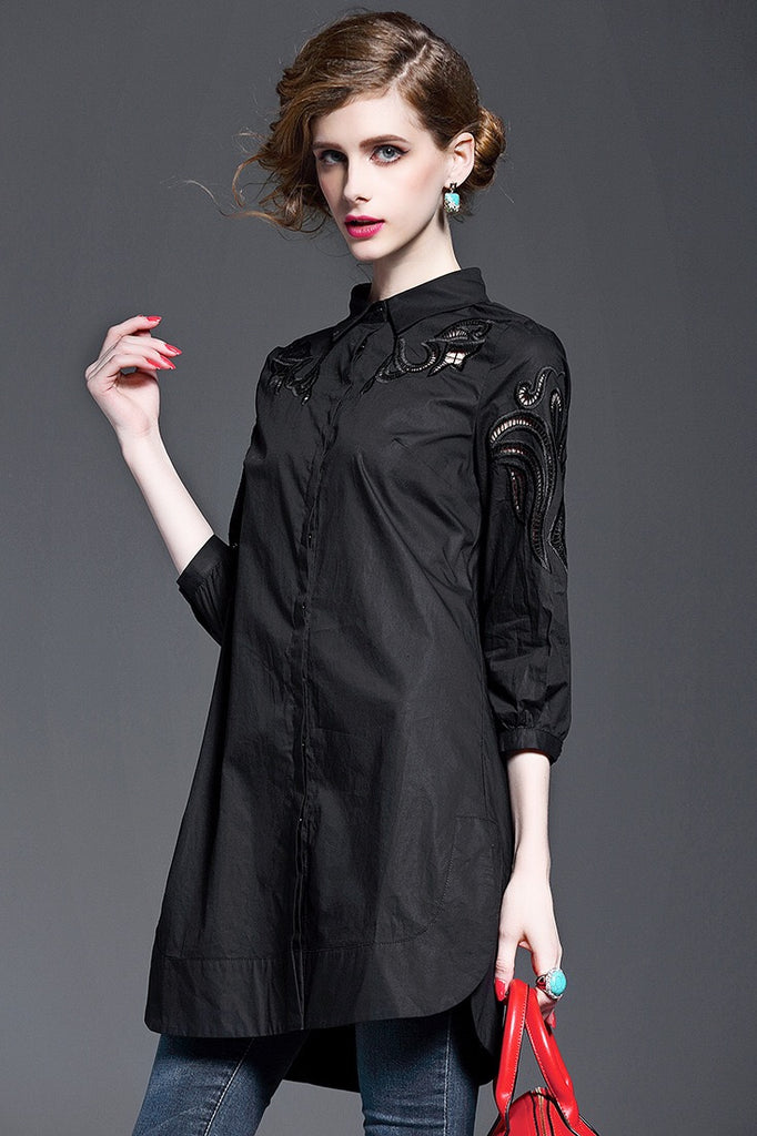 Shirt Dress W/ Cutout Detail